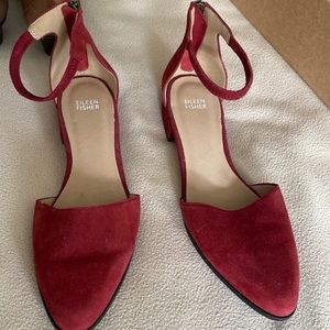 Eileen Fisher womens flat red suede